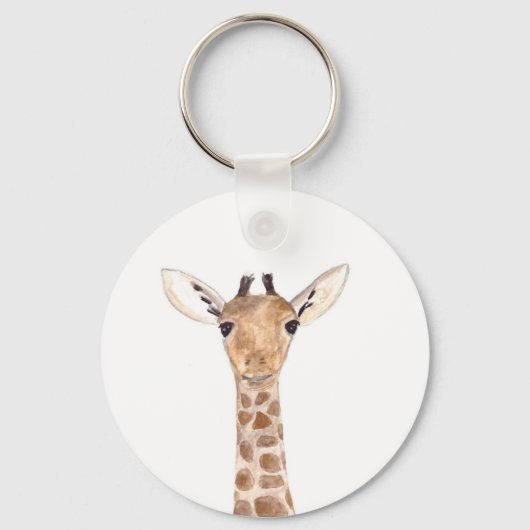 Cute baby giraffe dier Jungle Safari aquarel  Sleutelhanger (Voorkant)