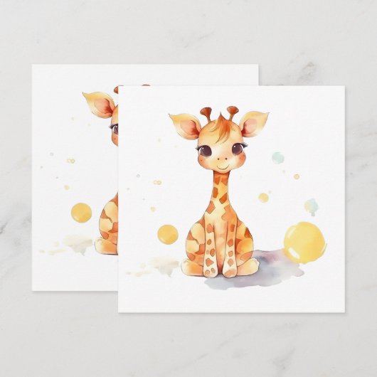 Cute Baby Giraffe Flat Kaart (Voorkant / Achterkant)