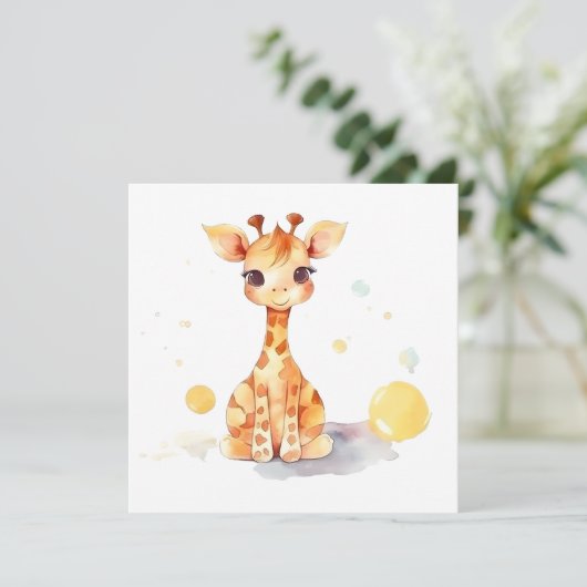 Cute Baby Giraffe Flat Kaart (Staand voorkant)