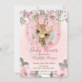 Cute Baby Giraffe Floral Baby shower Uitnodiging (Voorkant)