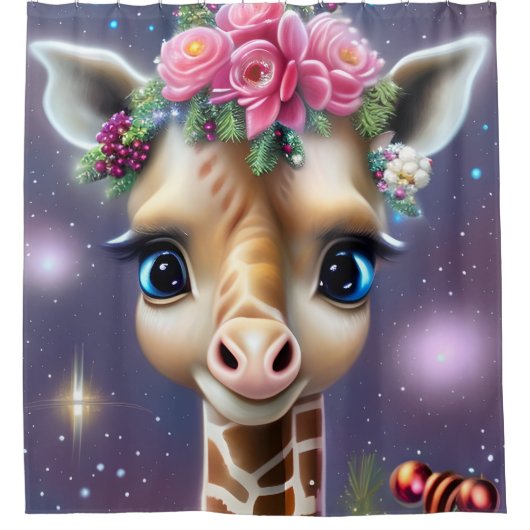 Cute Baby Giraffe Graphic Douchegordijn (Voorkant)