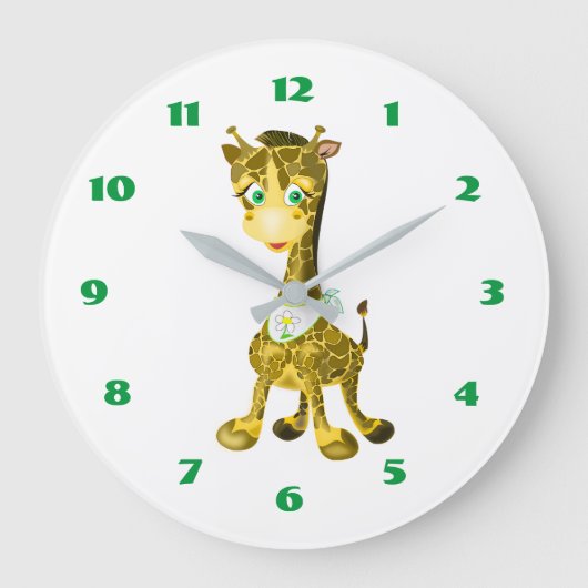 Cute Baby Giraffe - Grote Klok (Voorkant)