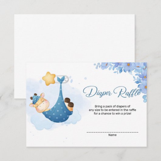Cute baby giraffe in de hemel sterren diaper raffl informatiekaartje (Voorkant / Achterkant)