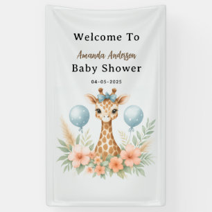 Cute Baby Giraffe Jongen Baby Shower Blauwe Safa Spandoek