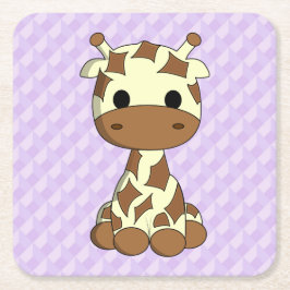 Cute baby giraffe kawaii cartoon girl onderzetters