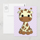 Cute baby giraffe kawaii cartoon meisjes briefkaar briefkaart (Voorkant / Achterkant)