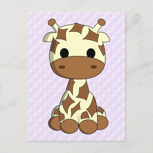 Cute baby giraffe kawaii cartoon meisjes briefkaar briefkaart (Voorkant)