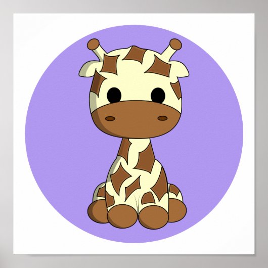 Cute baby giraffe kawaii cartoon nursery poster (Voorkant)