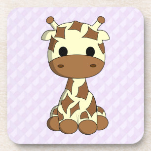 Cute baby giraffe kawaii cartoon paarse kinderen bier onderzetter