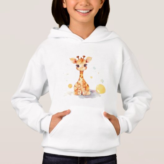 Cute Baby Giraffe Kind Pull-over Hoodie (Voorkant)