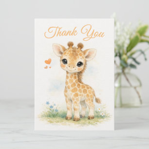 Cute Baby Giraffe Orange Safari wordt vertaald naa Bedankkaart