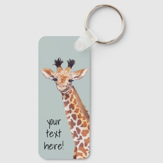 Cute Baby Giraffe Personalized Sleutelhanger (Achterkant)