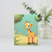 Cute Baby Giraffe Pixel Art Briefkaart (Staand voorkant)