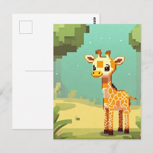 Cute Baby Giraffe Pixel Art Briefkaart (Voorkant / Achterkant)
