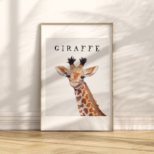 Cute Baby Giraffe Portret Kinder Poster