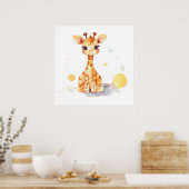 Cute Baby Giraffe Poster (Keuken)