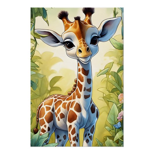 Cute Baby Giraffe Poster (Voorkant)