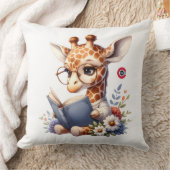 Cute Baby Giraffe Reading Book with Glasses Throw Kussen (Deken)
