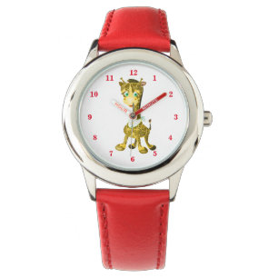 Cute Baby Giraffe - Rood Horloge
