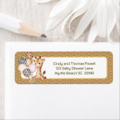 Cute Baby Giraffe Safari Animal Adres Etiket (Insitu)