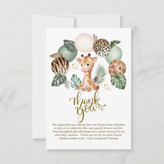 Cute Baby Giraffe Safari Animal Print Bedankkaart (Voorkant)