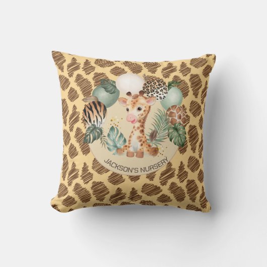 Cute Baby Giraffe Safari Animal Print Nursery Kussen (Voorkant)
