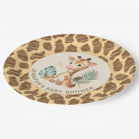Cute Baby Giraffe Safari Animal Print Papieren Bordje (Gekanteld)