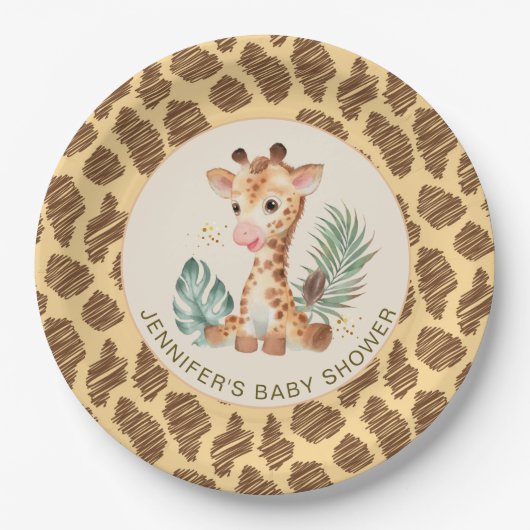 Cute Baby Giraffe Safari Animal Print Papieren Bordje (Voorkant)