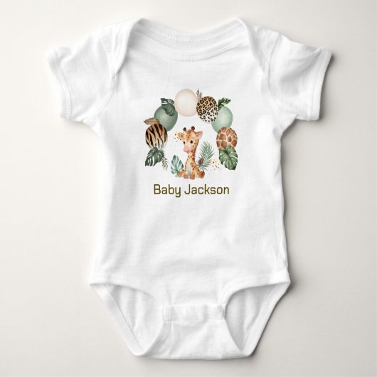 Cute Baby Giraffe Safari Dierenprint Romper (Voorkant)