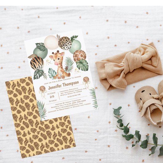 Cute Baby Giraffe Safari Dierprint Kaart