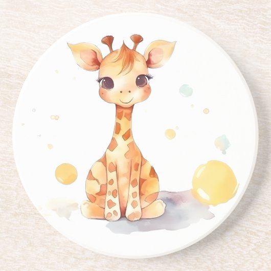 Cute Baby Giraffe Sandstone Onderzetter (Voorkant)