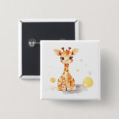 Cute Baby Giraffe Square Button (Voorkant /achterkant)