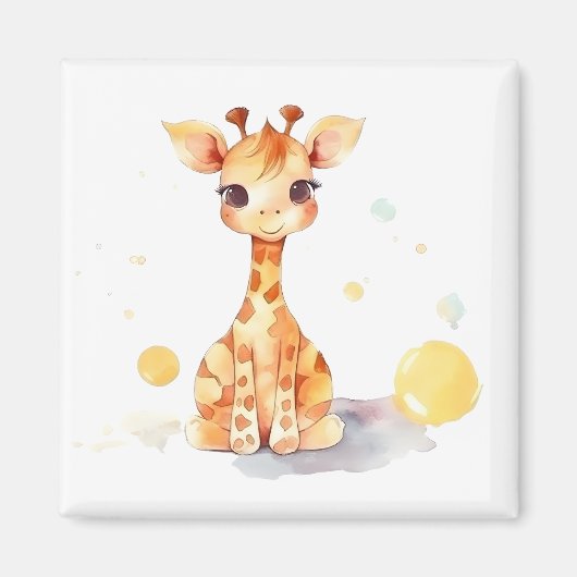 Cute Baby Giraffe Square Magnet (Voorkant)