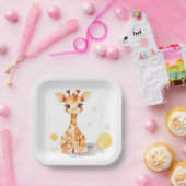 Cute Baby Giraffe Square Paper Bord (Feest)