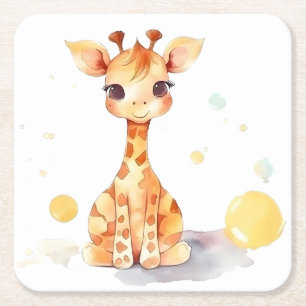 Cute Baby Giraffe Square Paper Onderzetter