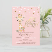 Cute Baby Giraffe Stars Baby shower Kaart (Staand voorkant)