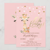 Cute Baby Giraffe Stars Baby shower Kaart (Voorkant / Achterkant)