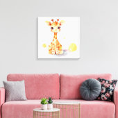 Cute Baby Giraffe Stretched Canvas Print (Insitu (Woonkamer))