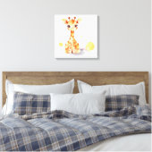 Cute Baby Giraffe Stretched Canvas Print (Insitu (Slaapkamer))