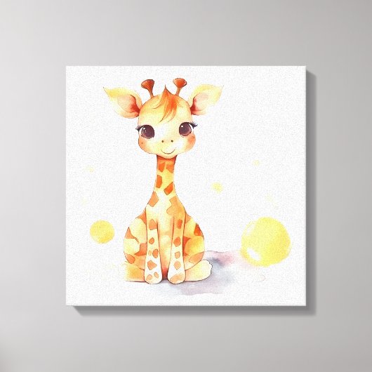 Cute Baby Giraffe Stretched Canvas Print (Voorkant)