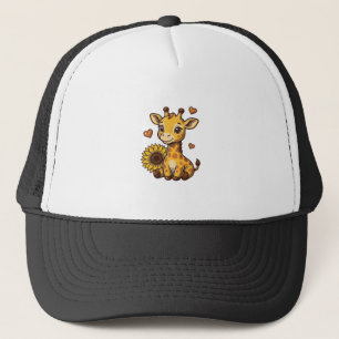 Cute Baby Giraffe Sunflower Vintage Gravure T-shir Trucker Pet