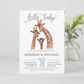 Cute Baby Giraffe | Uitnodiging tot Baby shower (Staand voorkant)