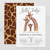 Cute Baby Giraffe | Uitnodiging tot Baby shower (Voorkant / Achterkant)