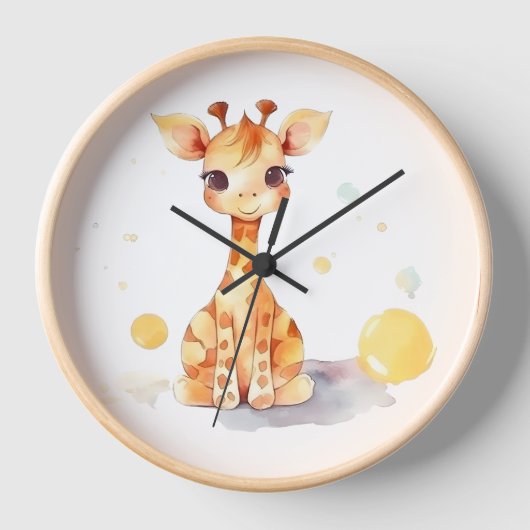 Cute Baby Giraffe Wall Clock (Voorkant)