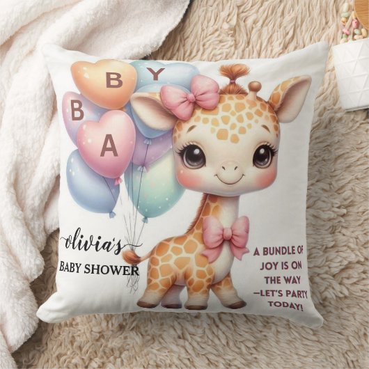 Cute Baby Giraffe with Balloons Baby Shower Kussen (Deken)