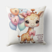 Cute Baby Giraffe with Balloons Baby Shower Kussen (Achterkant)