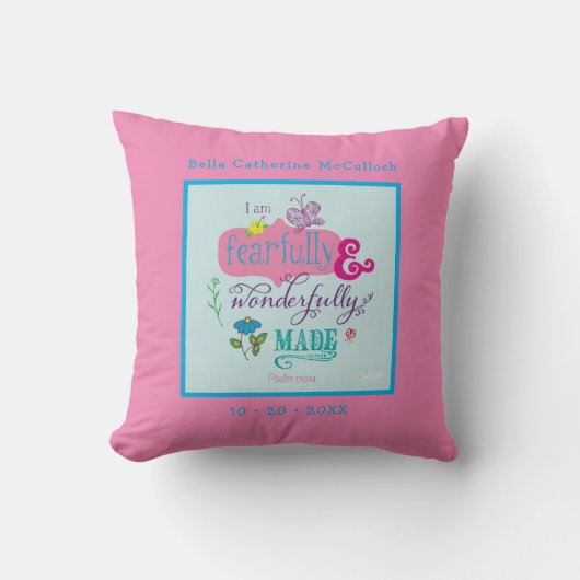 Cute Baby Girl - Aangepaste bijbel Verse Roze Kussen (Voorkant)