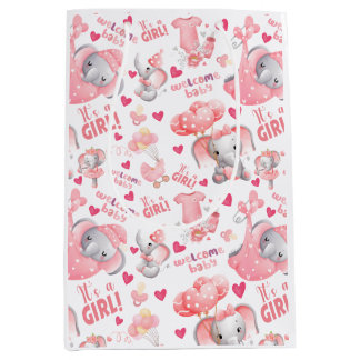 Cute Baby Girl Baby Shower & Pasgeboren Meisje Cad Medium Cadeauzakje
