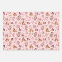 Cute Baby Girl Baby shower Teddy Bears Clothes Inpakpapier Vel