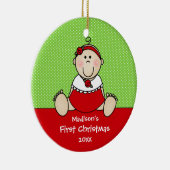 Cute Baby Girl Baby's First Kerstversiering Keramisch Ornament (Rechts)